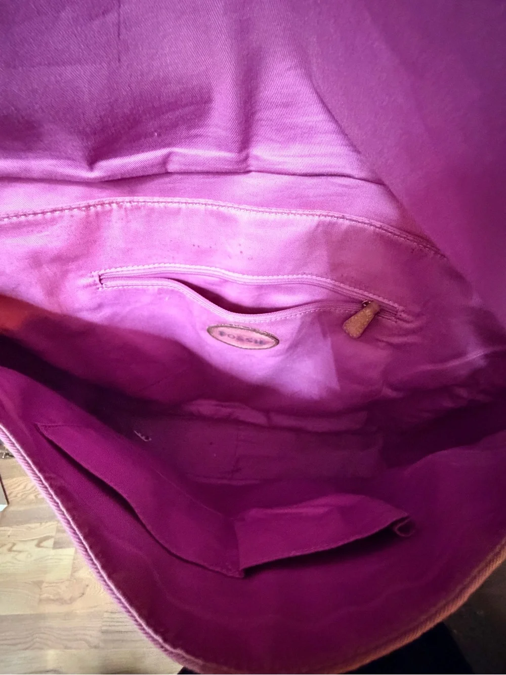 Restored Fossil Canvas Water Resistant Messenger Bag with Hedgehog Print